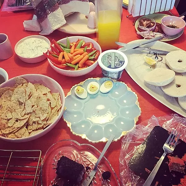 BLESS THIS MESS : Picking at the food all day long has become a Broncos and Brunch tradition. Go Broncos! - PHOTO BY HAYLEY THOMAS