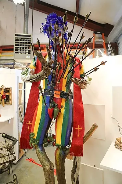 SLINGS AND ARROWS: In 2000’s “Not a Prayer in The South,” RawfeyL uses Catholic iconography to explore the victimization of LGBT people who grow up in the Bible Belt. - PHOTO BY DYLAN HONEA-BAUMANN