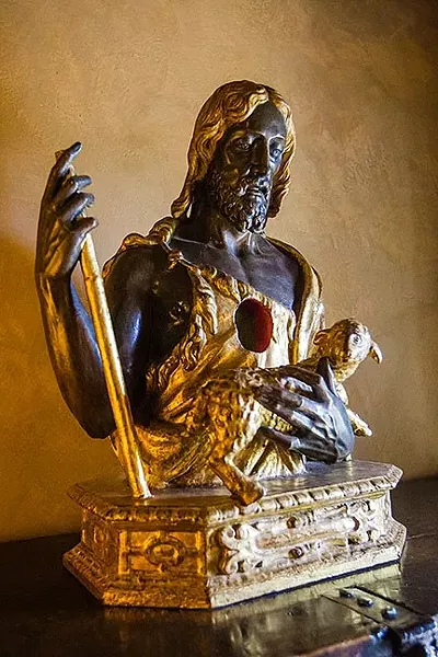 NEXT TO SAINTLY: This reliquary once housed part of an actual saint, like a piece of hair or an item like a book that belonged to a saint, before a church or religious institution sold it to survive the depression in Europe. - PHOTO BY JAYSON MELLOM
