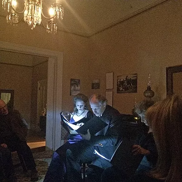 A TALE OF HAUNTINGS: While listening to old ghost stories in the very old Jack House (built in 1878) it wasn’t hard to imagine that perhaps SLO has a ghost or two of its own. - PHOTO BY RYAH COOLEY