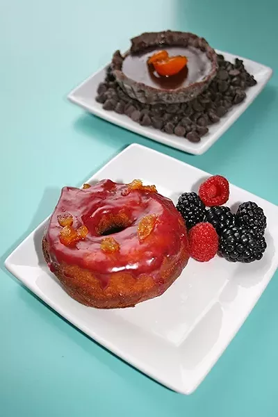 MORE THAN MUFFINS : Chocolate cake and doughnuts are elevated to new heights at Café Fiero thanks to pastry chef Russell Thomas. - PHOTO BY HAYLEY THOMAS CAIN