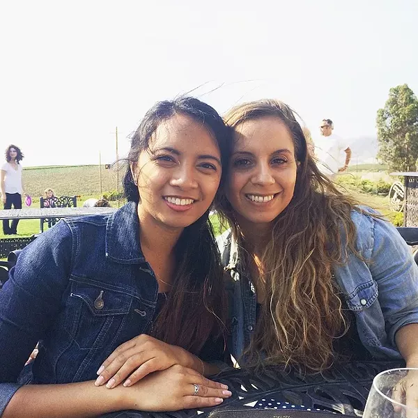 SUNDAY FUNDAY: From left to right: Paula Baniqued and Ryah Cooley enjoy wine in the sunshine at Baileyana Winery on Orcutt Road in SLO. - PHOTO COURTESY OF RYAH COOLEY