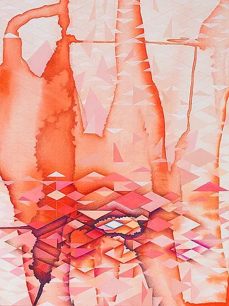 DETAIL ORIENTED: A pattern, shape, or symbol is often the starting point for one of Adrienne Allebe’s paintings, like 'Quivers.' - IMAGE COURTESY OF ADRIENNE ALLEBE