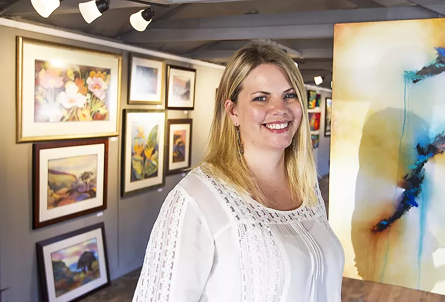 THE NEW ART SPOT IN TOWN Interior designer and Nipomo resident Shelli Palma (pictured) opened Gala de Arte, the town's only art gallery, on June 1. - PHOTO BY JAYSON MELLOM