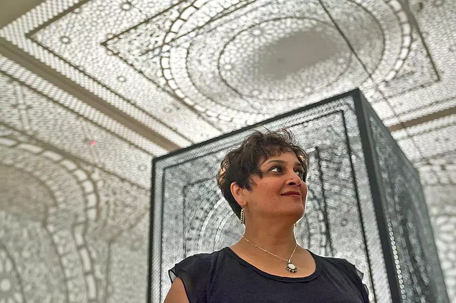 OUTSIDE THE BOX Pakistani-American artist Anila Quayyum Agha was born in Pakistan and works with themes like immigration and feeling like an outsider. - PHOTO COURTESY OF THE HAROLD J. MIOSSI GALERY