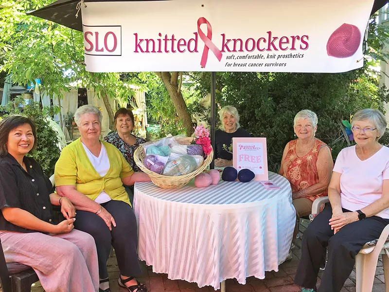 GIVING Local women come together once a month to knit a pair of knockers that bring comfort and a little happiness to breast cancer survivors. - PHOTO BY KAREN GARCIA