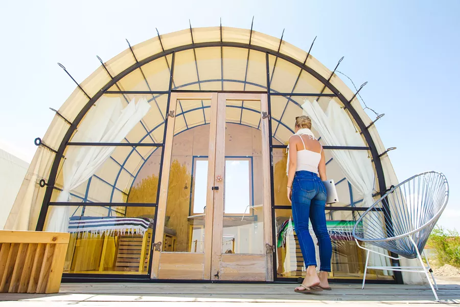 PLACE TO STAY The Blue Sky Center rents out canvas-roofed huts on Airbnb and Hipcamp to help support the nonprofit financially while also attracting tourism dollars to the small town of New Cuyama. - PHOTO BY JAYSON MELLOM