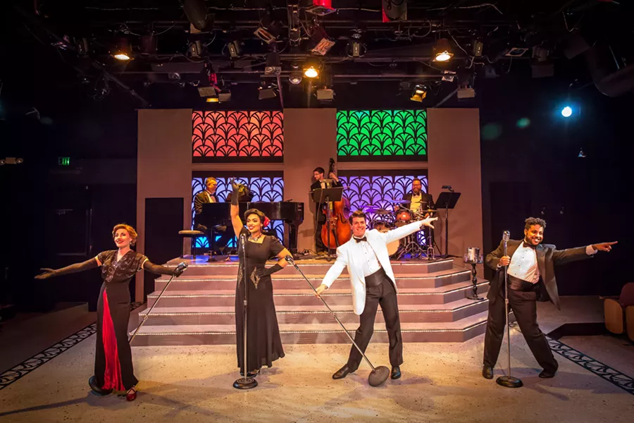 TAKE ME BACK A night at SLO Rep's "Strut Club" feels like an evening straight out of the 1930s or '40s with the musical talents of Katie Worley-Beck, Méami Maszewski, Timothy Stewart, and Keenon Hooks setting the mood. - PHOTOS COURTESY OF RYLO MEDIA DESIGN