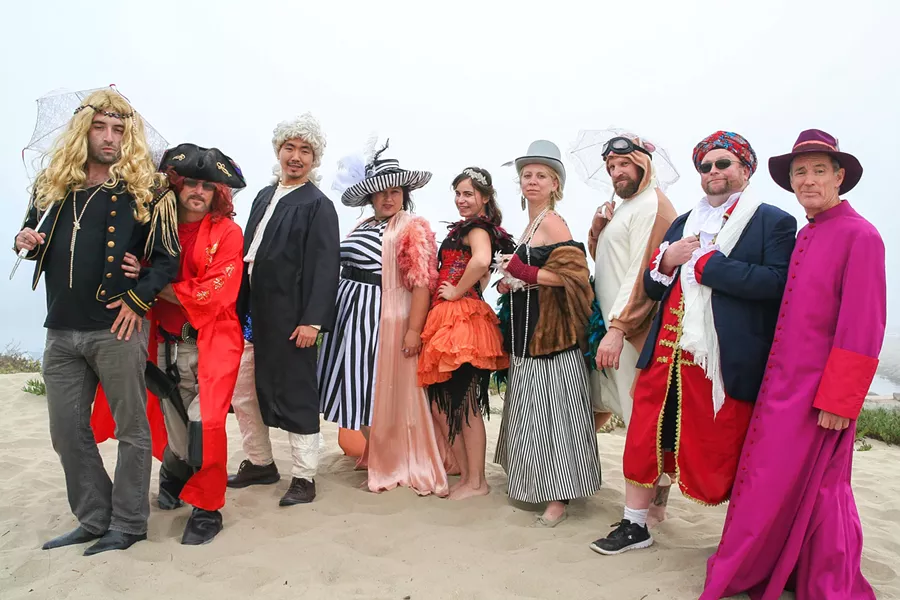 GOOFING AROUND Central Coast Comedy Theater is here to make you laugh. The members of the ensemble, from left to right: Evan Fox, Garth Wilwand, Brian Joo, Shawna Hood-Volpa, Molly Jo Pendley, Sabrina Pratt, Wade Tillotson, Ryan Lloyd, and Jonathan Shadrach. - PHOTO COURTESY OF CENTRAL COAST COMEDY THEATER