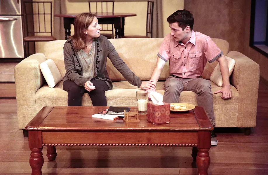 CONNECTED BY TRAGEDY Becca (Christina Diaz, left) gets vulnerable with Jason (Elliot Peters), the young man who is part of the puzzle of the untimely death of her young son. - PHOTO COURTESY OF RYLO MEDIA DESIGN