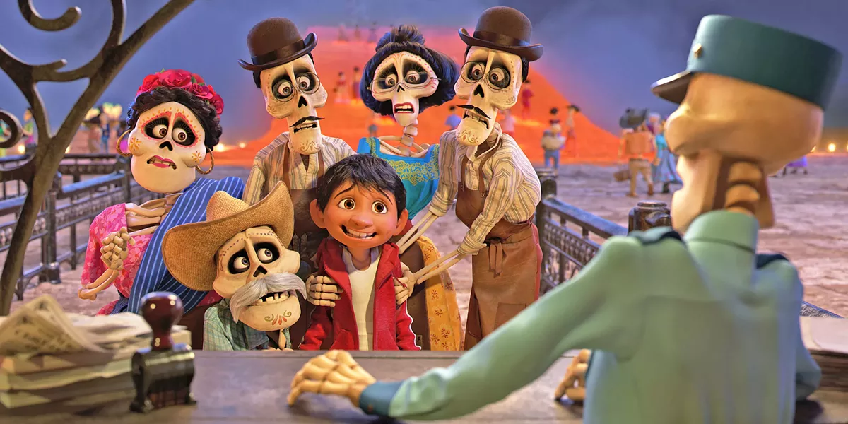 GONE BUT NOT FORGOTTEN After accidently crossing over to the Land of the Dead, Miguel (Anthony Gonzalez, center) gets help from his deceased family members to return to the land of the living. - PHOTO COURTESY OF PIXAR ANIMATION STUDIO AND WALT DISNEY PICTURES