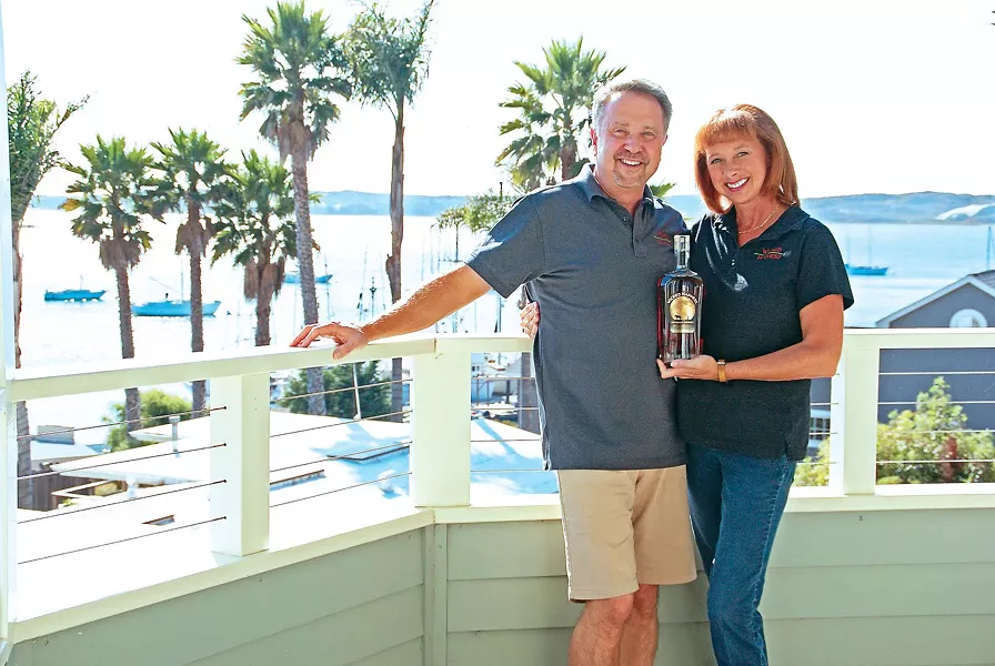NUTTY NIGHTCAP Jim and Gloria Zion of Morro Bay have taken their pistachios and turned them into smooth-drinking bourbon whiskey unlike anything the world has ever tasted before. - PHOTO COURTESY OF WICKED HARVEST