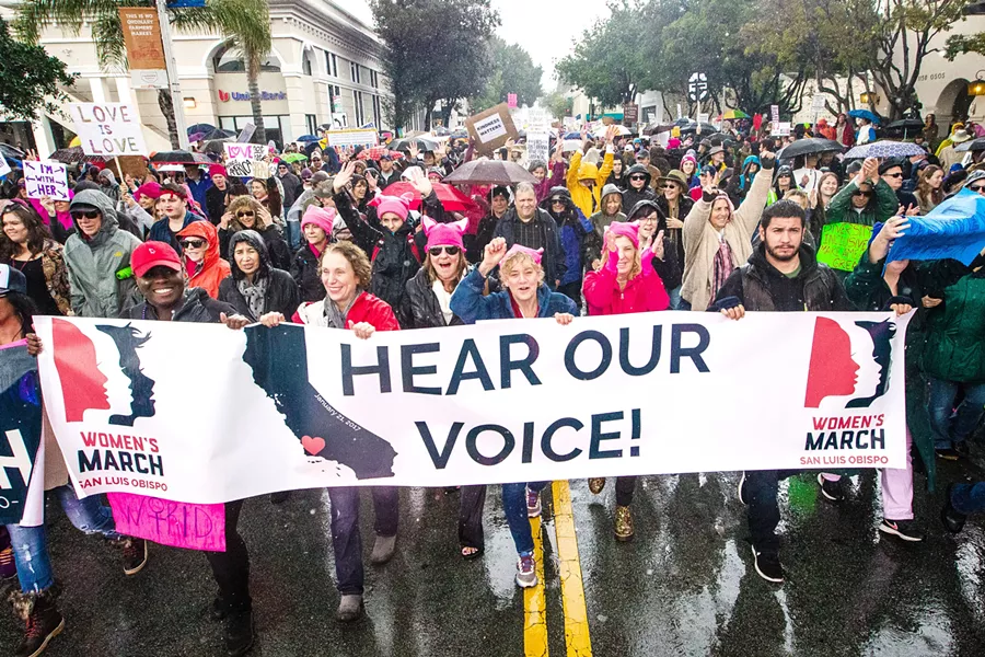 PEOPLE POWER 2017 was a banner year for protests and rallies, with the SLO Women's March in January drawing between 7,000 and 10,000 people. - FILE PHOTO BY JAYSON MELLOM