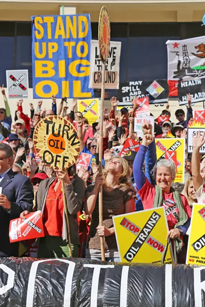 DERAILED Residents who spent years fighting a proposed rail spur extension project by Phillips 66 claimed victory after the project's denial was upheld by the SLO County Board of Supervisors. A subsequent settlement of a lawsuit between the company and SLO County was said to be the final "nail in the coffin" for the project. - FILE PHOTO BY DYLAN HONEA-BAUMANN