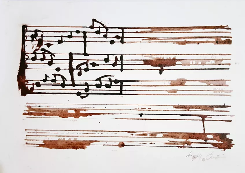 PROUD As a tribute to the show's theme, artist and veteran Kirby Banta included a piece featuring the flag made with a Bordeaux blend. - IMAGE COURTESY OF KIRBY BANTA