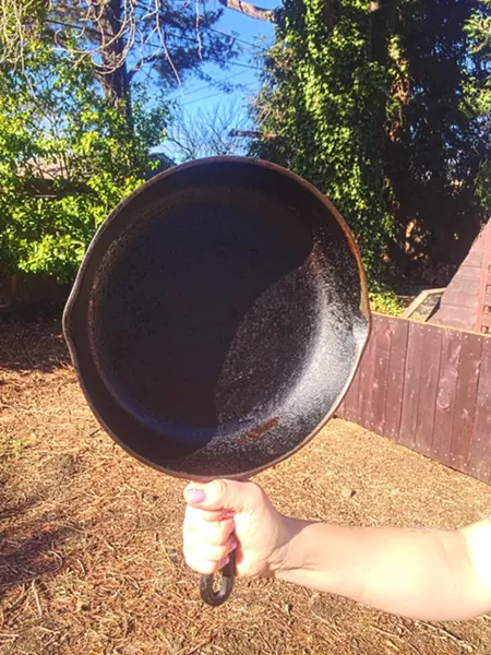 PUMPING IRON Hayley Thomas Cain's husband, Reid Cain, demonstrates the modern way to wear cast iron this season. - PHOTO BY HAYLEY THOMAS CAIN