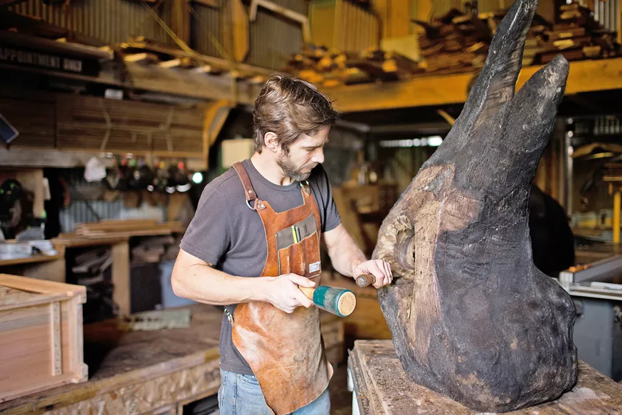 CRAFTSMAN Woodworker and sculptor Ben Riddering has made furniture for the past 20 years and recently started making sculptures out of local walnut tree root balls. - PHOTOS COURTESY OF BEN RIDDERING