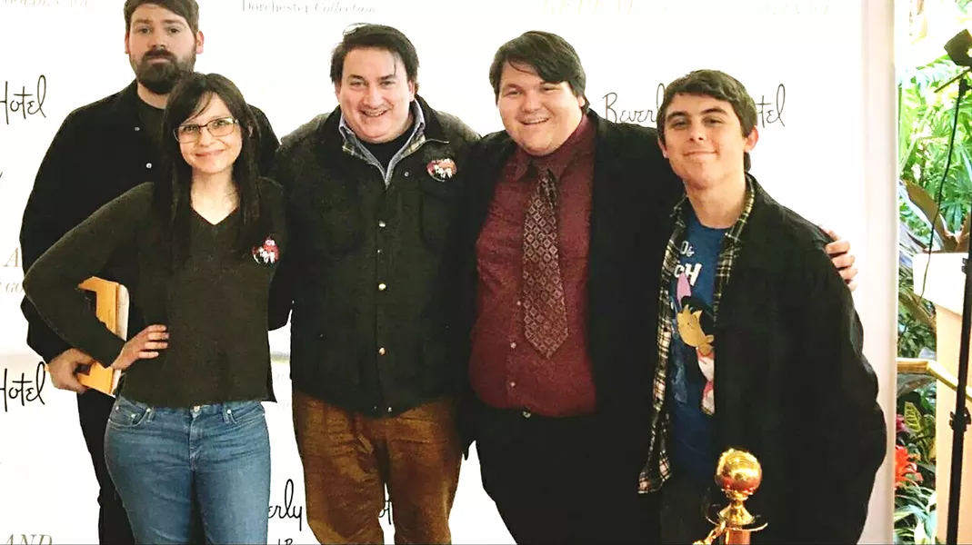 ROYAL BLOODLINE My friends and I got to pose with Robbie Sherman (center, left), son of Robert Sherman of the Sherman brothers, at the historic Beverly Hills Hotel. - PHOTO COURTESY OF WESTON SCOTT