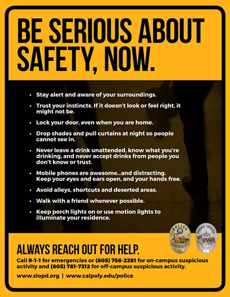 WARNINGS After the arrest of an Uber driver accused of sexually assaulting four young women, SLO Police distributed this flyer of safety tips. - COURTESY OF THE SLO POLICE DEPARTMENT