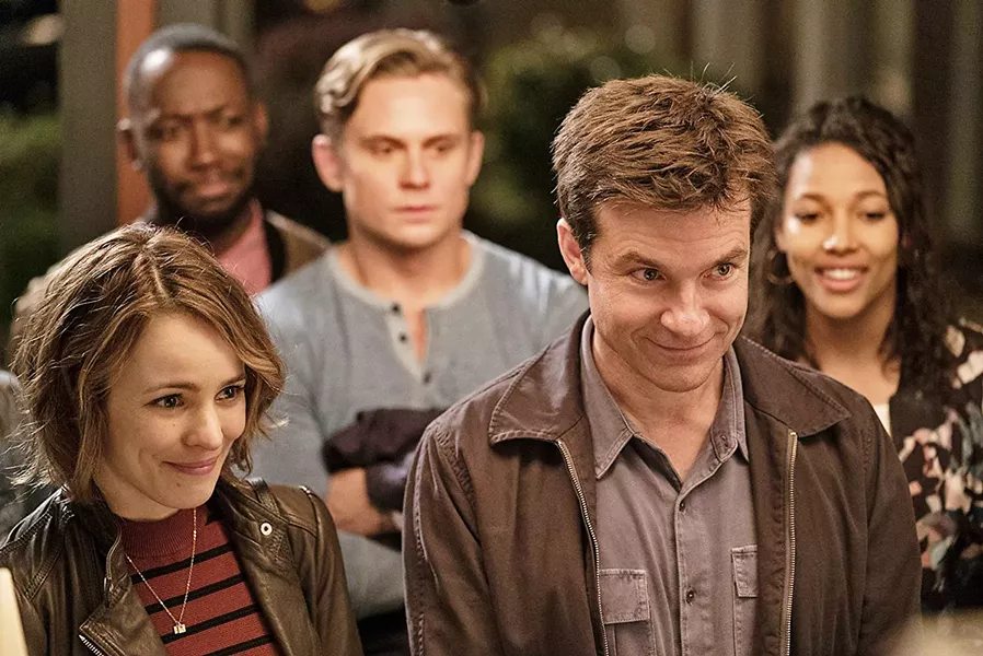 RUBES Annie (Rachel McAdams, left) and Max (Jason Bateman, right forefront), and their friends (left to right, second row) Kevin (Lamorne Morris), Ryan (Billy Magnussen), and Michelle (Kylie Bunbury), think they're solving a murder mystery during their regular game night, oblivious to the truth that a real crime is afoot. - PHOTO COURTESY OF NEW LINE CINEMA