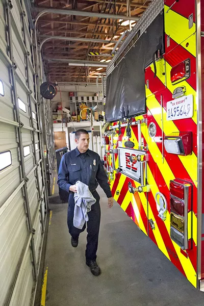 A GUARANTEE Five Cities Fire Authority Chief Lieberman addressed his staffing issue with its service communities Grover Beach, Arroyo Grande, and Oceano at a March 19 meeting. Pictured, Five Cities Fire Authority reserve firefighter Jeff Lane. - FILE PHOTO BY JAYSON MELLOM