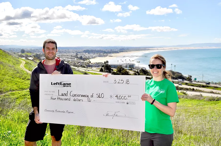 GIVING FOR OPEN SPACE San Luis Obispo based online retailer LeftLane Sports sponsored a Discovery Day on March 25 for the general public to check out the Pismo Preserve and donated $4,000 to The Land Conservancy of San Luis Obispo County. - PHOTO COURTESY OF VERDIN MARKETING