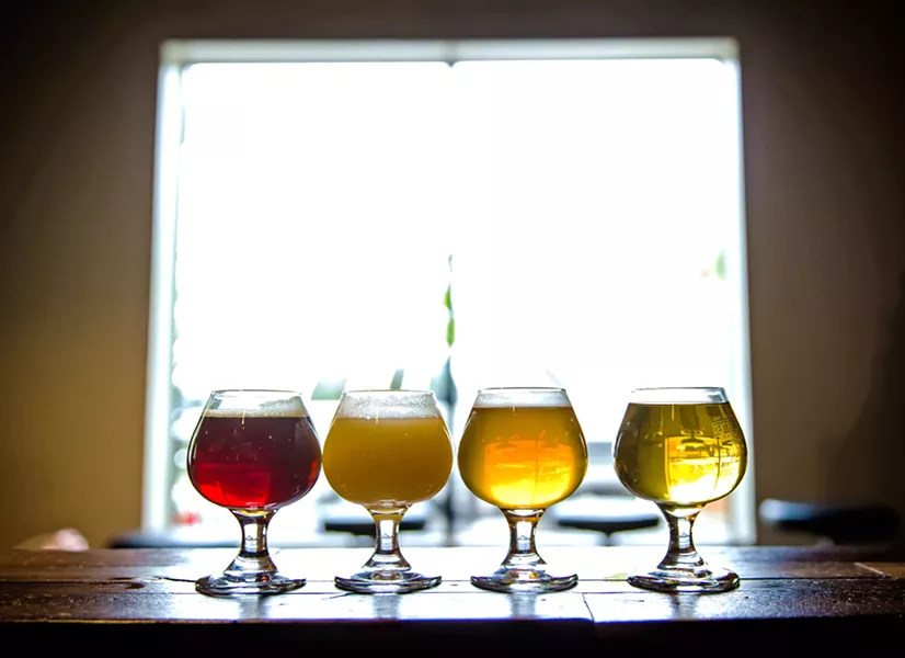 STARS OF SLO From left, Central Coast Brewing Company's General Schwarz Schwarzbier style beer, Moonbuggy IPA, Monterey Street Pale Ale, and Terrifico Mexican style lager. - PHOTO BY JAYSON MELLOM