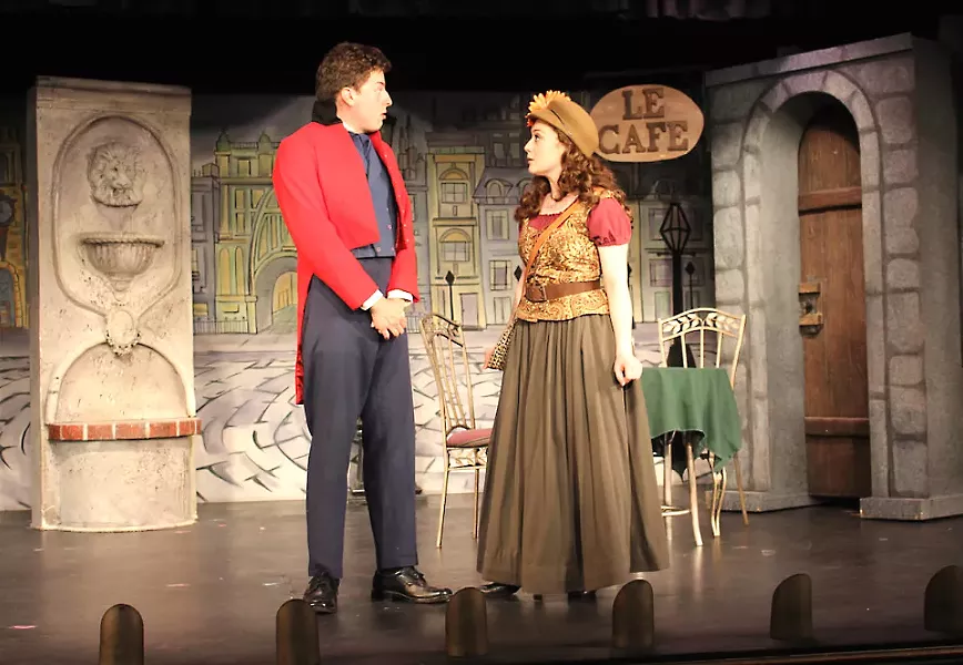 DREAM A DREAM Cameron Parker (left) and Mia Mekjian (right) deliver nonstop laughs in the Great American Melodrama's production of Less Miserable. - PHOTO COURTESY OF GREAT AMERICAN MELODRAMA