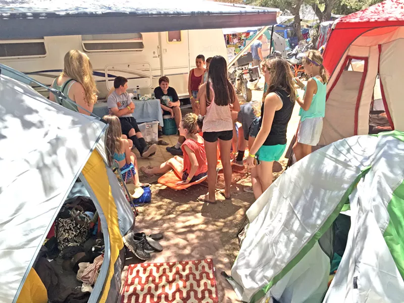 THE KIDS ARE ALRIGHT Camp ZanzaBahr is a kid-friendly camp that shares communal meals and loves visitors, especially ones with instruments. - PHOTO COURTESY OF CHRIS BAHR