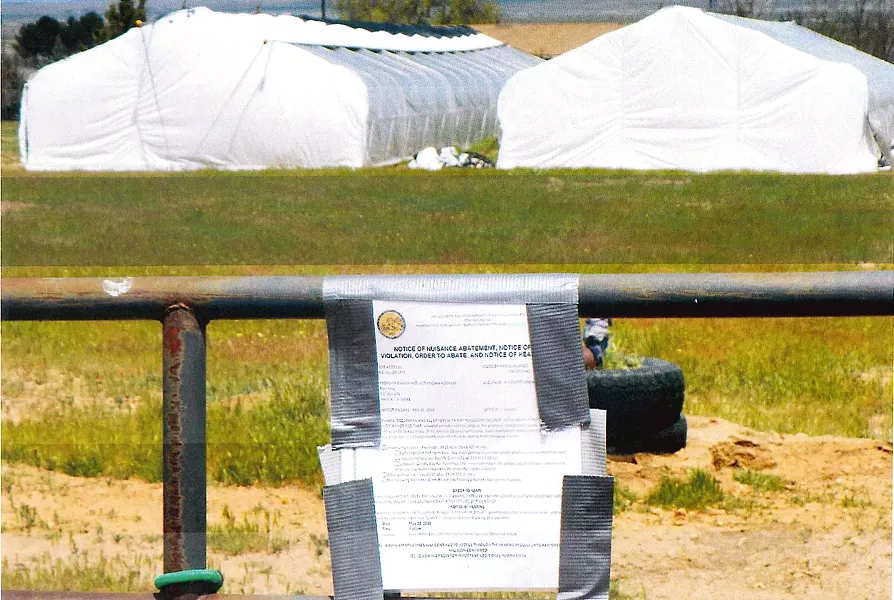 CANNABIS CRACKDOWN Five Cal Valley cannabis growers face abatement and fines after a May 25 county hearing. - IMAGE COURTESY OF SLO COUNTY