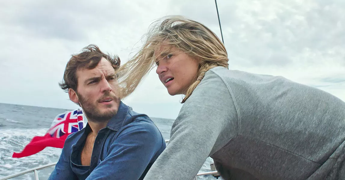 INTO THE STORM Avid sailors Richard Sharp (Sam Clafin) and Tami Oldham (Shailene Woodley) set off on a cross-ocean adventure but encounter a devastating hurricane. - PHOTO COURTESY OF LAKESHORE ENTERTAINMENT