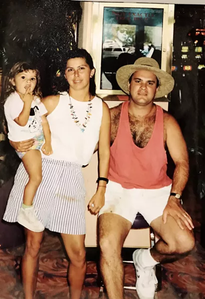 GONE TOO SOON New Times Arts Editor Ryah Cooley (left), as a young child with her parents Stacy and Michael Cooley. Her father died from a heroin overdose in Paso Robles in 1996. This family photo ran as an anti-drug ad in the then SLO Telegram Tribune. - PHOTO COURTESY OF RYAH COOLEY