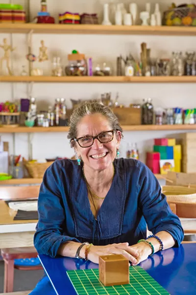 FACILITATOR Lori Wolf Grillias never teaches a directed drawing or painting lesson at Lila Creative Community in Arroyo Grande. Instead the artist allows the student to lead their creative work and facilitates and offers input as requested. - PHOTO BY JAYSON MELLOM
