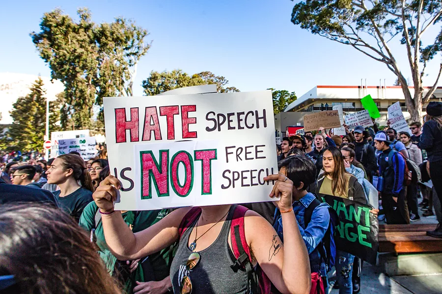 NEW YEAR, NO SUSPENSION Racist incidents at Cal Poly fraternities dominated headlines throughout the country last spring, sparking protests (pictured) and a blanket suspension on Greek life at the school, which Cal Poly recently lifted. - FILE PHOTO BY JAYSON MELLOM