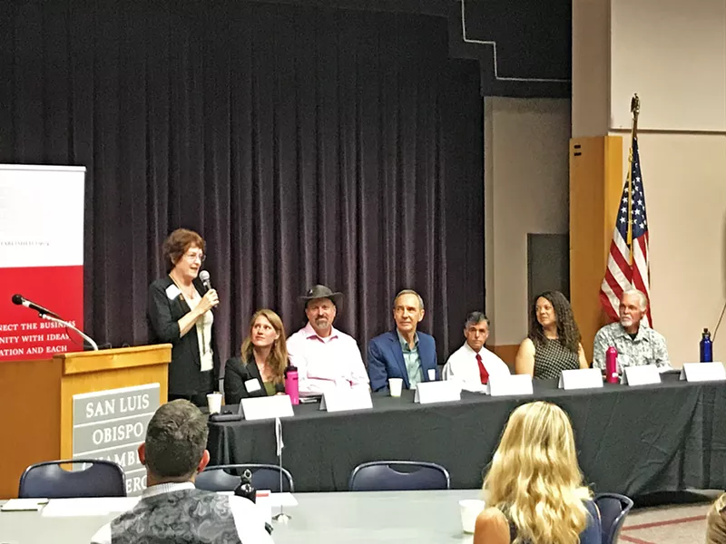 PICK TWO City growth, downtown development, and neighborhood engagement emerged as key themes in a forum for the seven SLO City Council candidates in the SLO Library on Sept. 24. The candidates are vying for two open seats this November. - PHOTO BY PETER JOHNSON