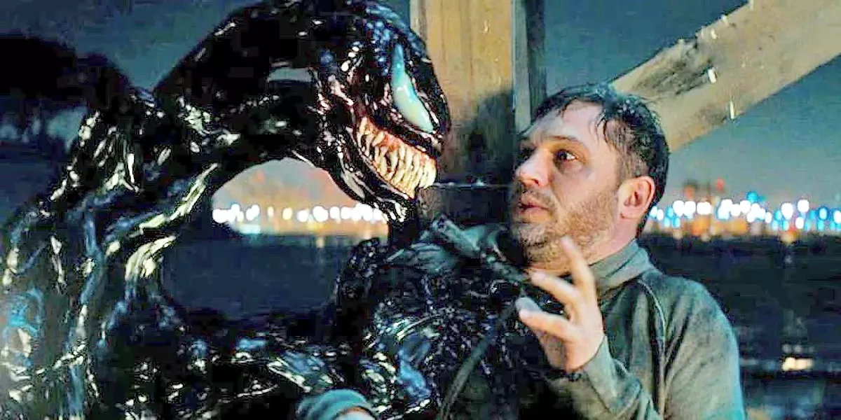 BESTIES! When a journalist (Tom Hardy) bonds with an alien symbiote, they discover they're stronger together, in the Marvel anti-hero flick Venom. - PHOTO COURTESY OF COLUMBIA PICTURE CORP.