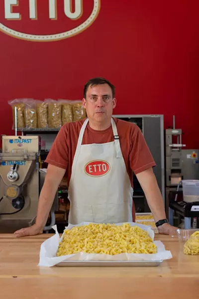 HOLY MACARONI Etto owner Brian Terrizzi is splitting his focus between an old and new love: The first, his winery, Giornata, and second, his pasta factory, Etto, which opened about six months ago in Tin City. Both are inspired by Italian artistry and both work quite well when paired together. - PHOTO COURTESY OF LEILA SAPPA
