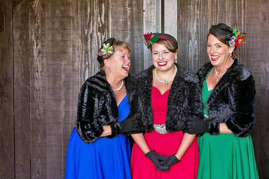 FIFTIES SASS! The Jingle Belles—(left to right) Linda A. Wilson, Terri Kahn, and Donna Jones—perform in the spirit of The Andrews Sisters, with original arrangements and tight harmonies. - PHOTO COURTESY OF HOLLEY ELIZABETH PHOTOGRAPHY
