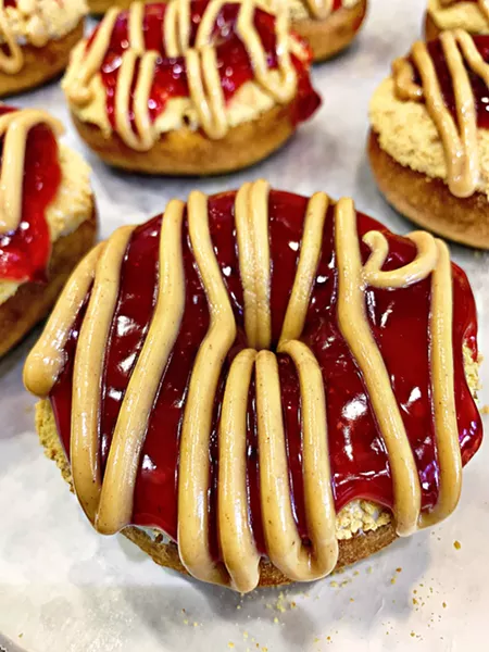 DESTINATION DOUGHNUT Downtown Donut Factory in downtown SLO is encouraging your wildest doughnut fantasies out of the dark. Pick your base flavor, pick your toppings, and pick your drizzle. - PHOTO COURTESY OF DOWNTOWN DONUT FACTORY