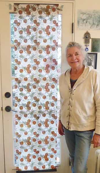 INK, PRESS, REPEAT Atascadero artist Beth Kilimnik took inspiration from an insect to create her banner, Fiery Searcher Beetle. - PHOTO COURTESY OF BETH KILIMNIK