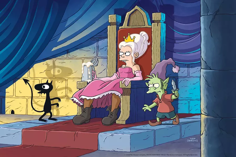 PRINCESS DIARIES Princess Bean shirks the ladylike expectations of her princessly duties in favor of drinking, gambling, and fighting evil with her catlike demon pal, Luci, and Elfo, an elf with a crush on her. - IMAGE COURTESY OF NETFLIX