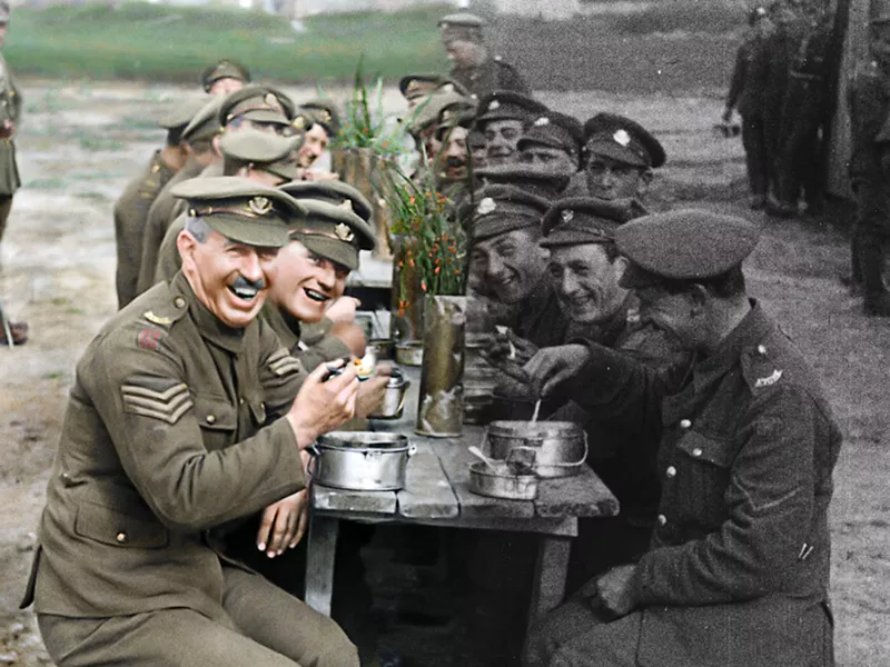 TRANSFORMED AND RESTORED Director Peter Jackson took formerly black and white, silent archival film footage, colorized it, and added sound for this documentary commemorating the 100-year anniversary of World War I's end. - PHOTOS COURTESY OF HOUSE PRODUCTIONS