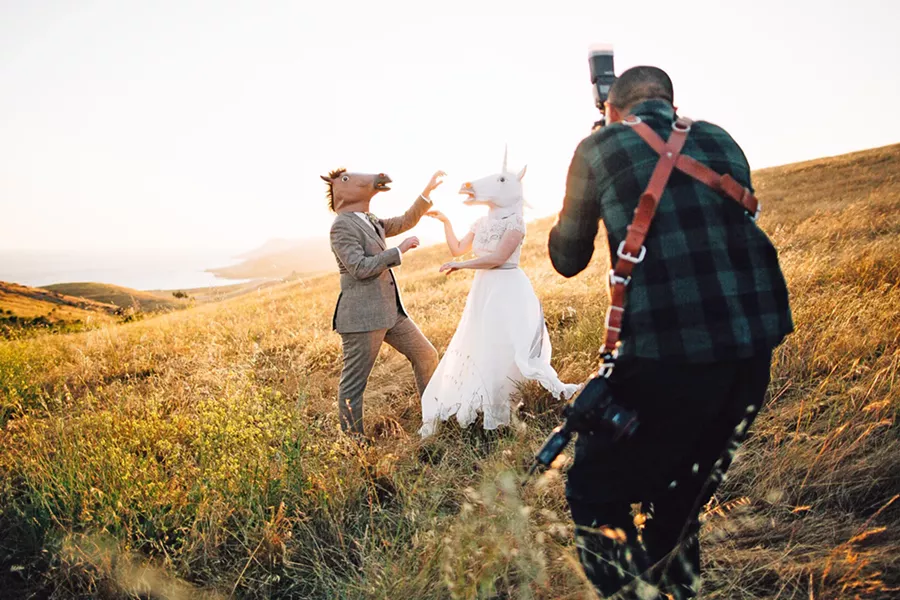 HORSE SENSE OF HUMOR "It's about getting to know your clients first, what makes them laugh and feel comfortable," Photographer Jeffrey San Juan said. "Then you just have to let if flow from there." - PHOTO COURTESY OF DANIELLE HONEA