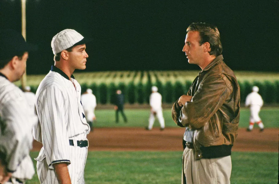 IF YOU BUILD IT The 1989 family fantasy classic, Field of Dreams, starring Ray Liotta (left) as Shoeless Joe Jackson and Kevin Costner as Iowa corn farmer Ray Kinsella, screens at the Fremont Theater on March 27, for SLO Blues Baseball's movie night. - PHOTO COURTESY OF GORDON COMPANY