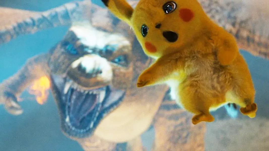RUN FOR IT Detective Pikachu (voiced by Ryan Reynolds, foreground) has to save his fellow Pokémon, find his old partner, and escape death, in Pokémon Detective Pikachu. - PHOTO COURTESY OF LEGENDARY ENTERTAINMENT