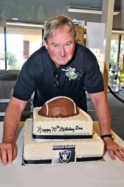 GENTLE GIANT Seven years ago, Dan Conners celebrated his 70th birthday at the SLO Elks Lodge, where the public is welcome on June 23 for the pro footballer's celebration of life. Conners died on April 28 in San Luis Obispo. - PHOTO COURTESY OF RYAN COPELAND