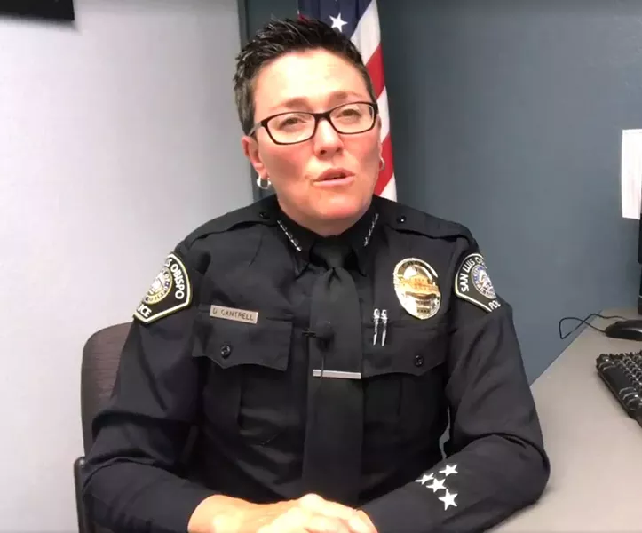 SEARCHED In SLOPD's hunt for Chief Deanna Cantrell's missing gun, officers searched a man's home without a warrant, falsely believing he was on probation. - SCREENSHOT COURTESY OF THE SLO POLICE DEPARTMENT