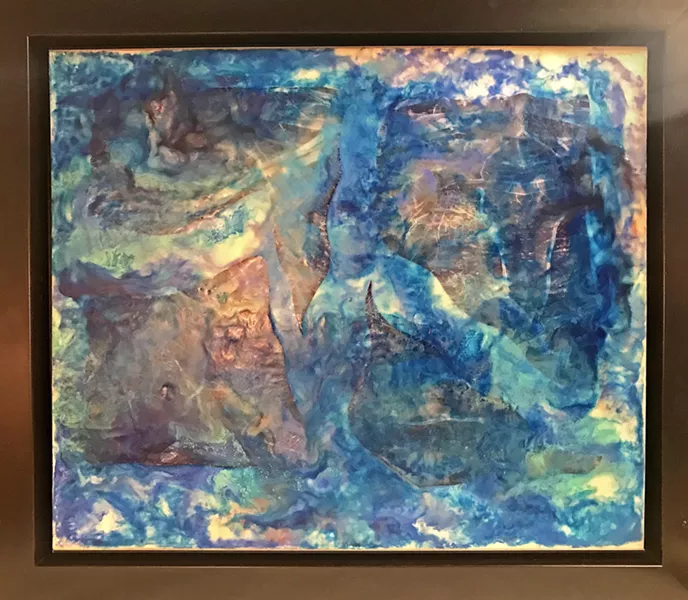 HAVE A HEART The encaustic piece, Maybe It Means Just A Little Bit More, is a nod to The Grinch, as some viewers swear they can make out his form in the abstract art. - IMAGES COURTESY OF DEPRISE BRESCIA