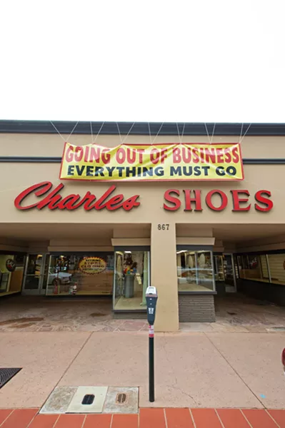 CLOSING WOES Charles Shoes closed in August after more than 50 years in business. Though the store's closure can't be blamed on any failings of the city or owners, its loss is representative of a greater issue that some say is deterring longtime residents from making the trip downtown. - PHOTO BY JAYSON MELLOM
