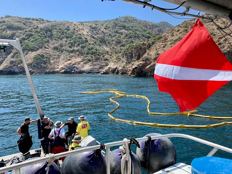 ON THE SCENE SLO Sheriff's dive team members spent three days at the Conception boat disaster site last month, recovering three victims, including the final missing victim, 16-year-old Berenice Felipe Alvarez. - PHOTO COURTESY OF THE SLO COUNTY SHERIFF'S OFFICE